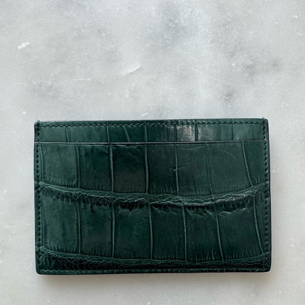 Gucci Green Crocodile Embossed Card Holder